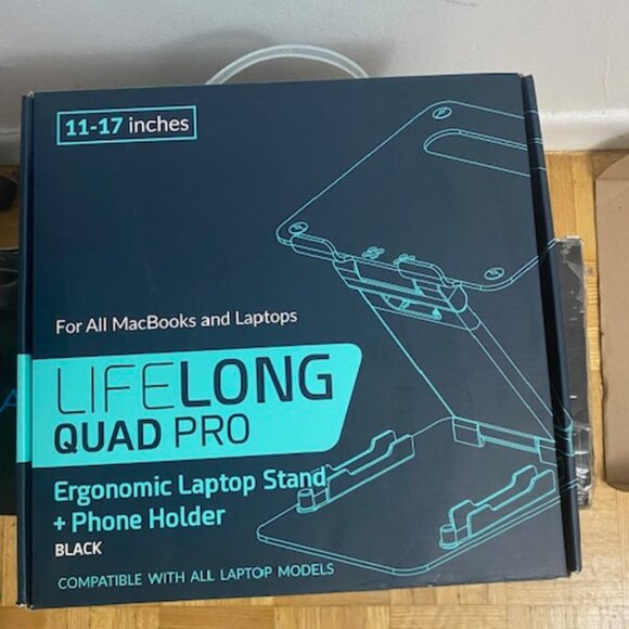 LIFELONG Quad Pro Ergonomic Laptop Stand – Adjustable 11–17″ – Black - Picture 4 of 4